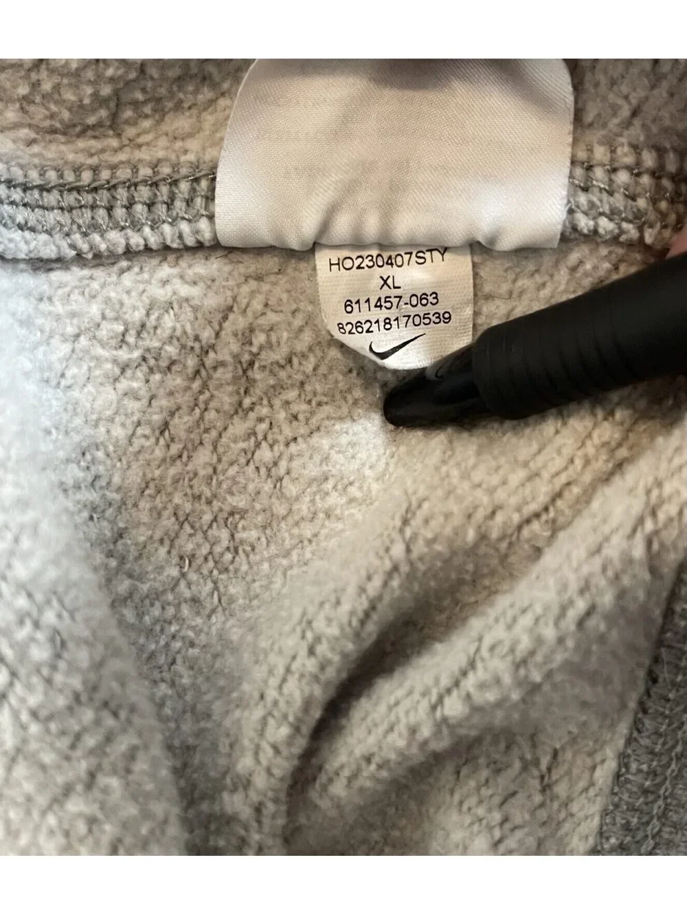 Nike Small Swoosh Hoodie Gray Pullover Fleece Sweatshirt Men's XL